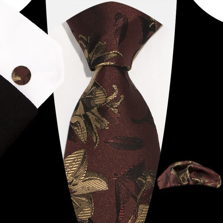 3Pcs Men's Graceful Exquisite Floral Pattern Necktie Set