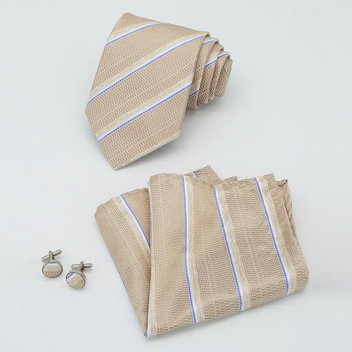 3Pcs Men's Casual Striped Office Accessory Necktie Set