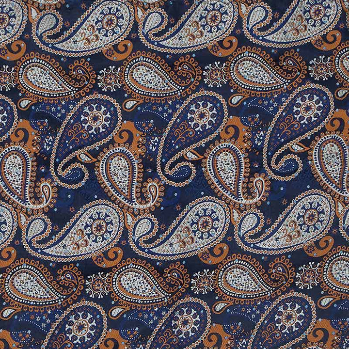 3Pcs Men's Beautiful Blue & Orange Paisley Necktie Set