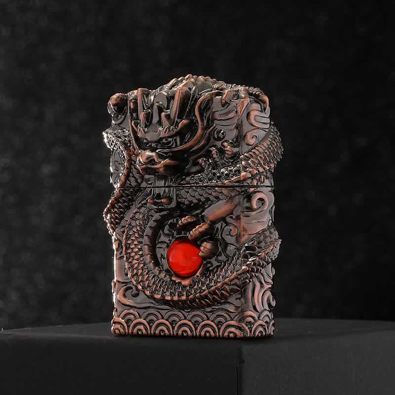 Retro Carved Dragon Design Refillable Kerosene Lighter