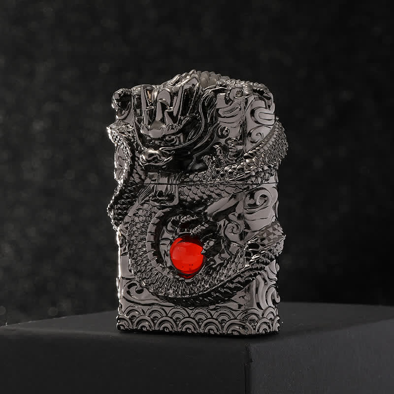 Retro Carved Dragon Design Refillable Kerosene Lighter