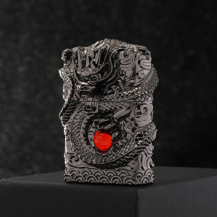 Retro Carved Dragon Design Refillable Kerosene Lighter