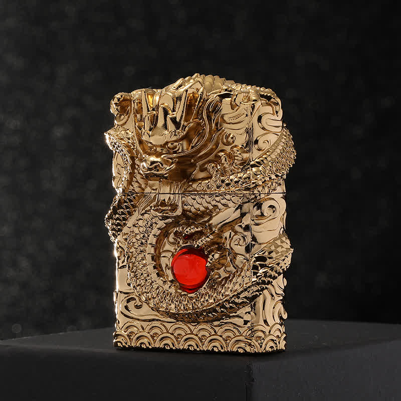 Retro Carved Dragon Design Refillable Kerosene Lighter