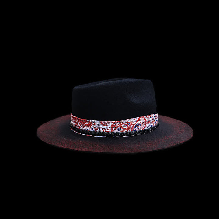 Funny Red Paisley Band Belt Black Cowboy Hat - image 5