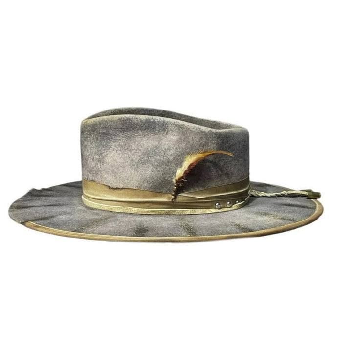 Dark Gray Old-Fashioned Fedoras Feather Cowboy Hat - image 1