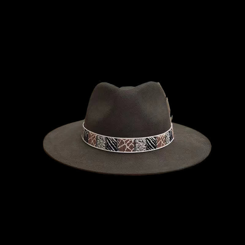 Dark Green Exotic Design Band with Feather Cowboy Hat