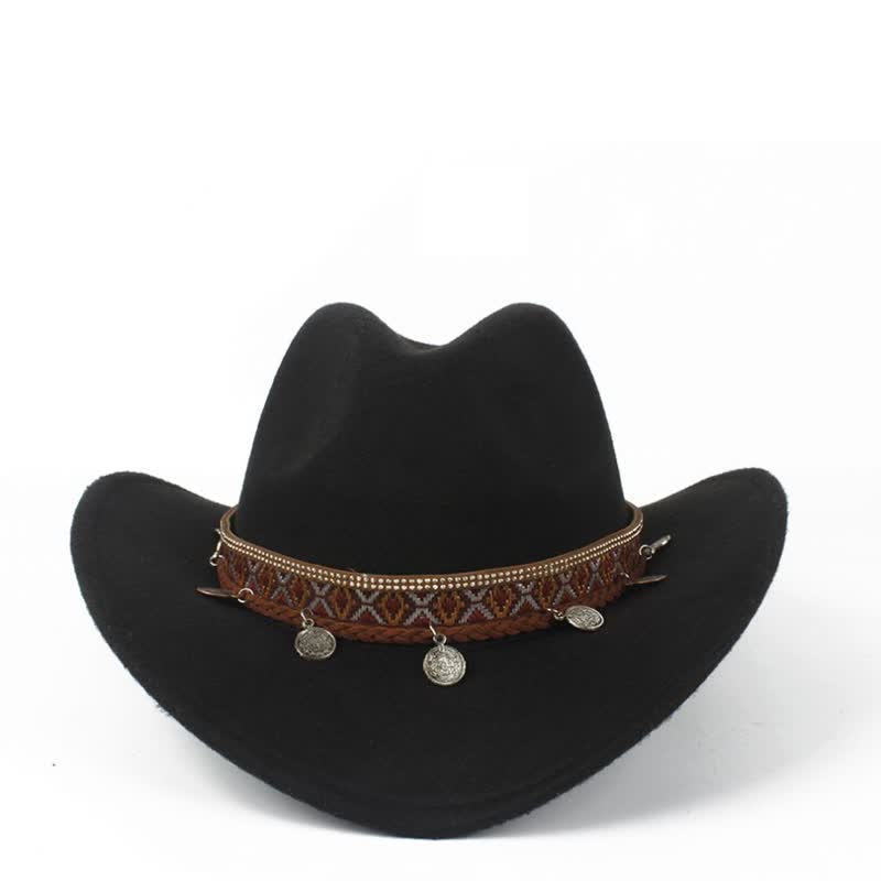 Retro Wide Brimmed Braided Rope Band Cowboy Hat