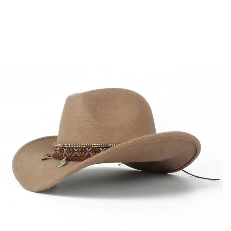 Retro Wide Brimmed Braided Rope Band Cowboy Hat