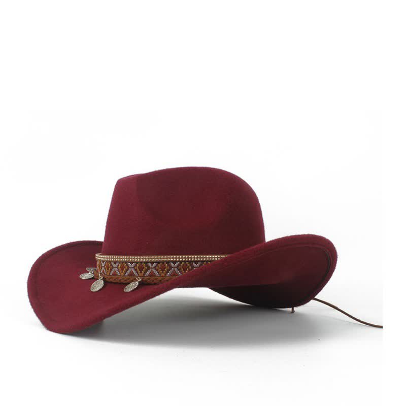 Retro Wide Brimmed Braided Rope Band Cowboy Hat