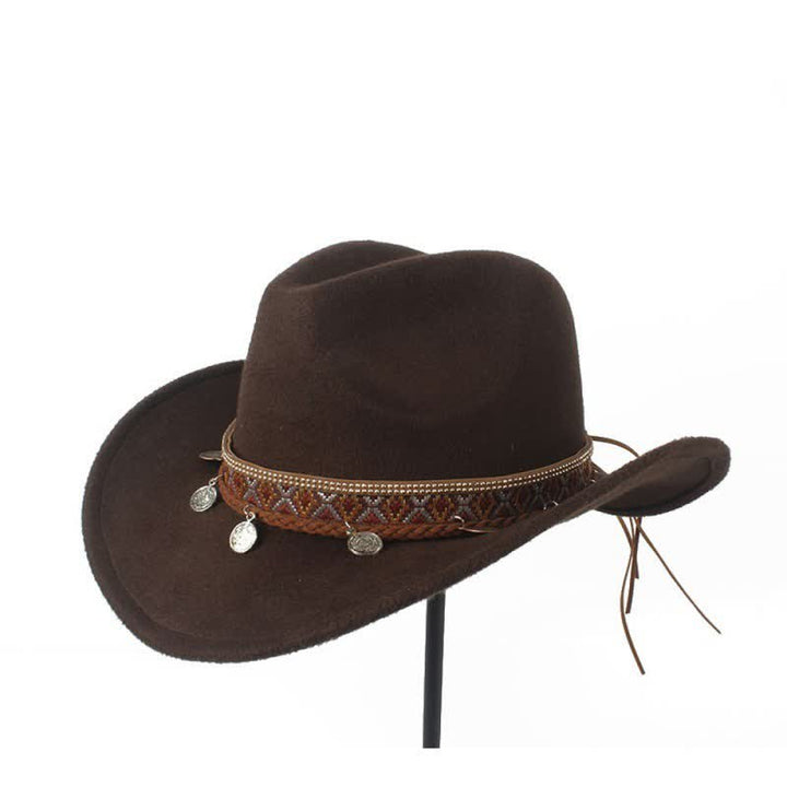 Retro Wide Brimmed Braided Rope Band Cowboy Hat