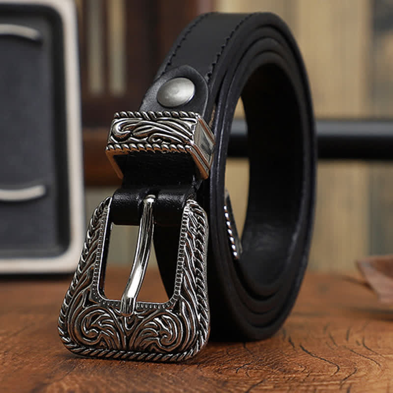 Classic western Versatile Design Slim Cowhide Leather Belt