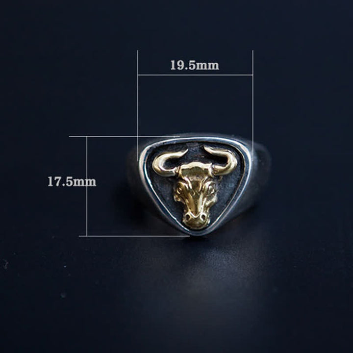 Men's Domineering Rock Bull Horse Totem Opening Adjustable Ring