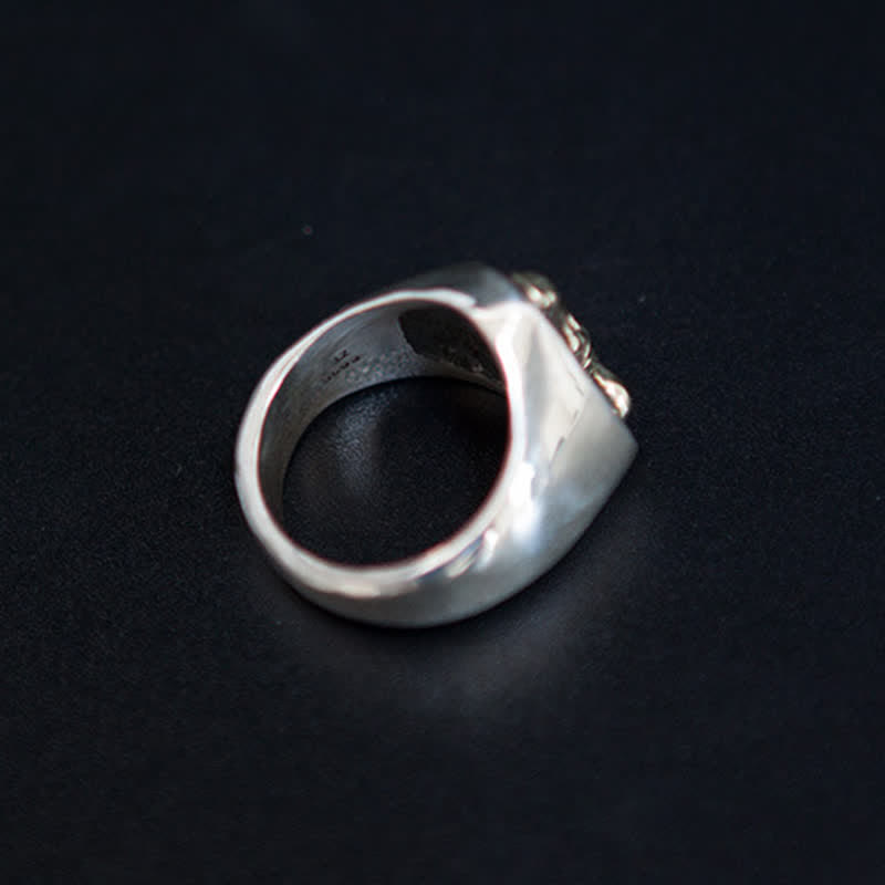 Men's Domineering Rock Bull Horse Totem Opening Adjustable Ring - image 8