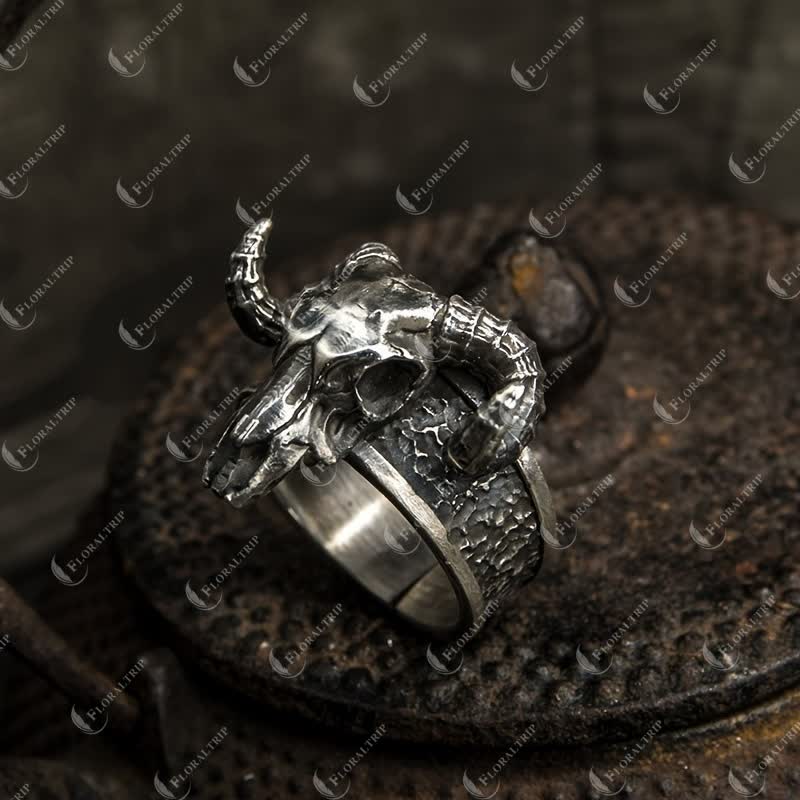 Men's Devil Hell Ghost Goat Opening Adjustable Ring - image 2