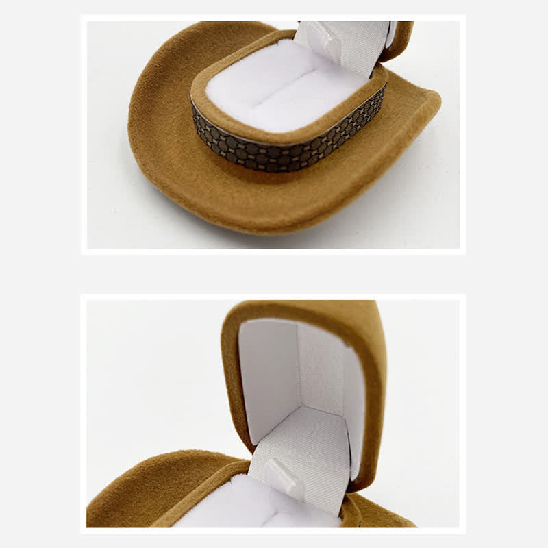 Western Cute Cowboy Hat Velvet Ring Box