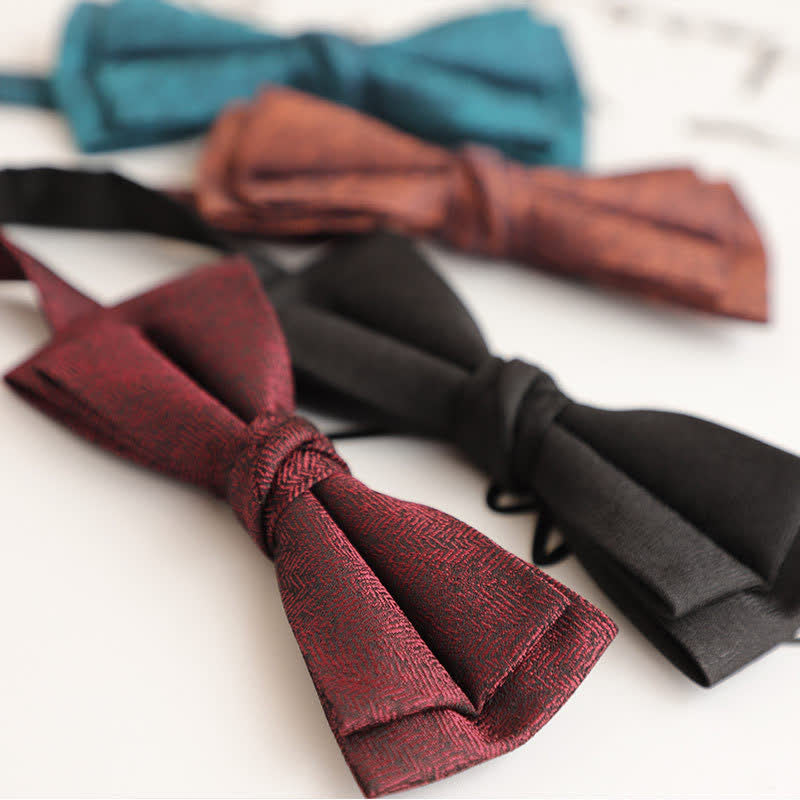 Men's Retro Simple Solid Color Double Gentleman Bow Tie