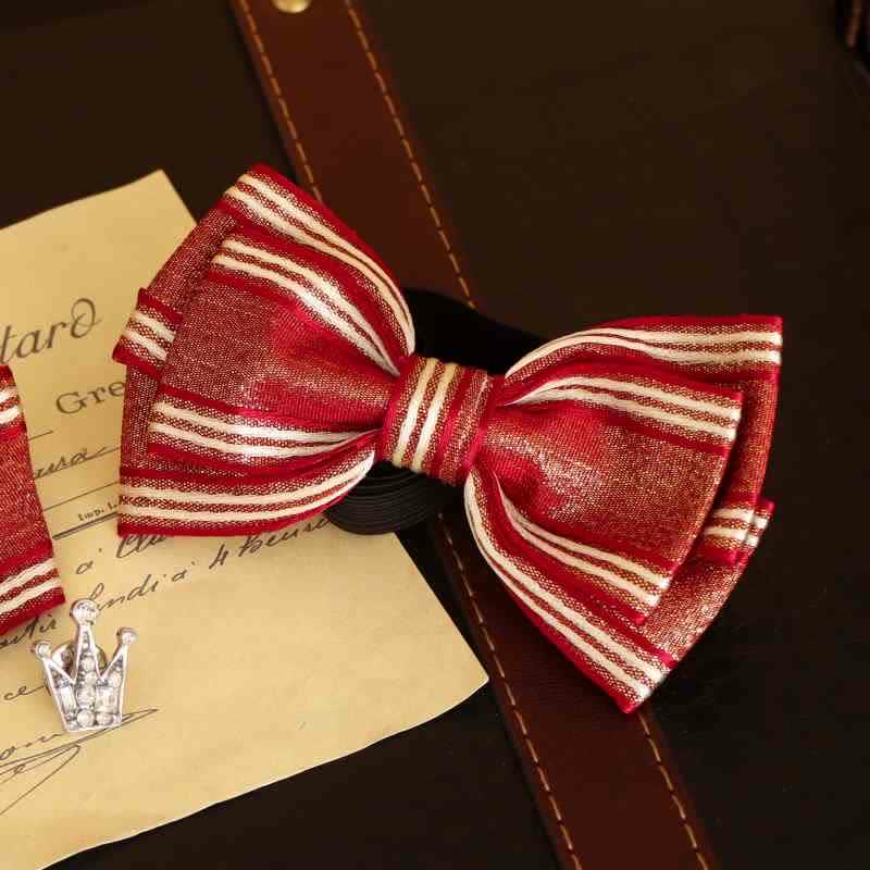 Men's Glossy Triple Layered Classic Striped Bow Tie