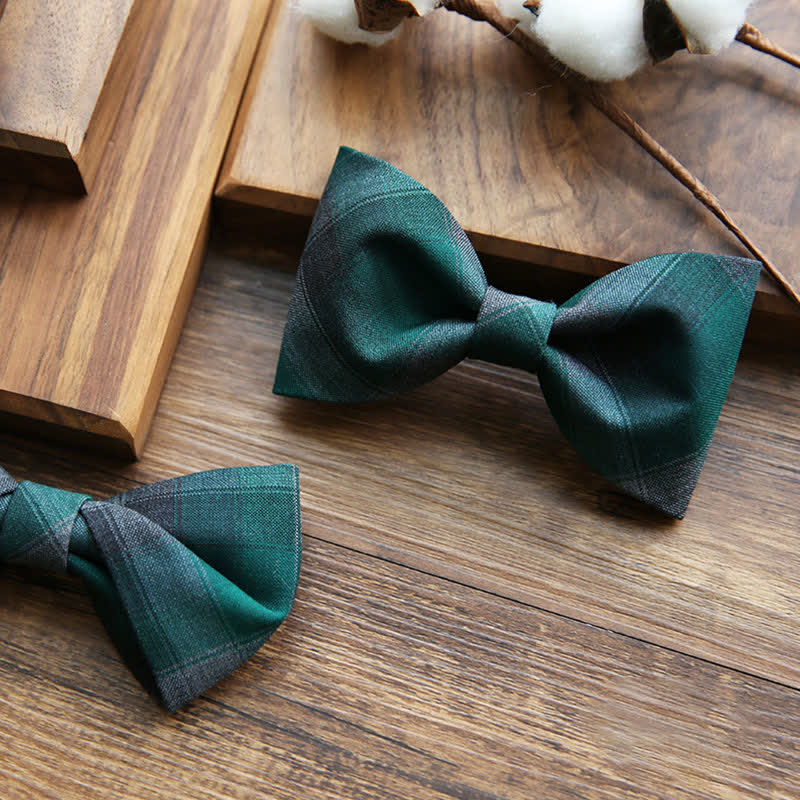 Men's British Style Plaid Pattern Groom Bow Tie