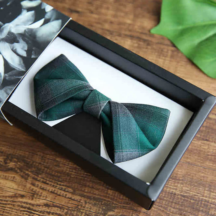 Men's British Style Plaid Pattern Groom Bow Tie