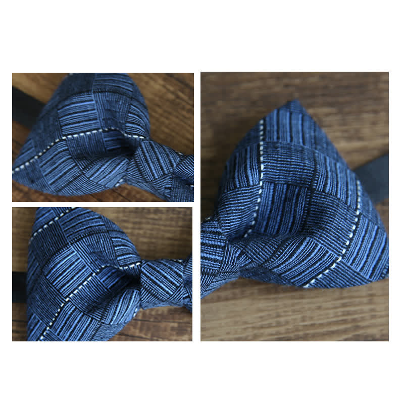 Men's British Style Plaid Pattern Groom Bow Tie