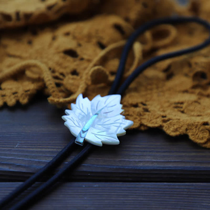 Creative Delicate Maple Leaf Shaped Shell Bolo Tie