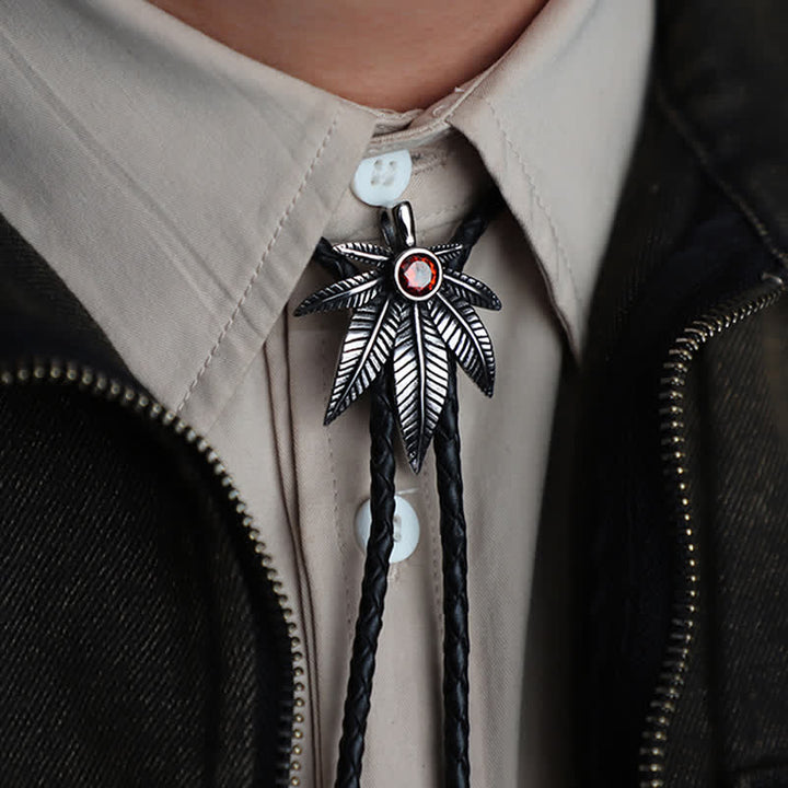 Punk Western Cowboy Maple Leaf Shaped Bolo Tie