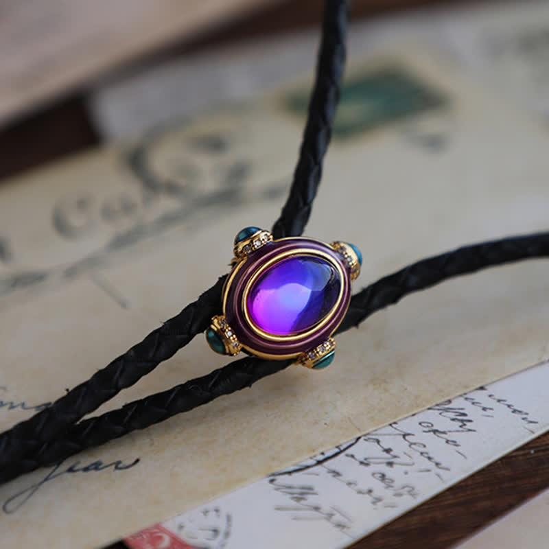 Small Vintage Blue Purple Gemstone Bolo Tie