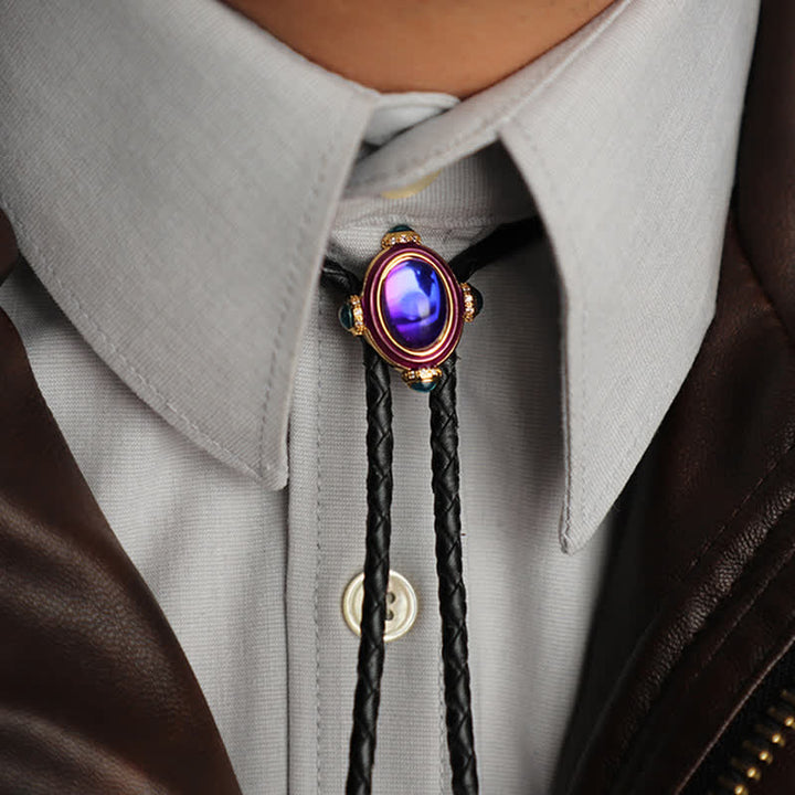 Small Vintage Blue Purple Gemstone Bolo Tie