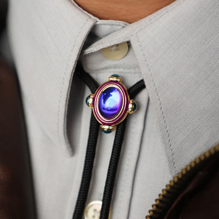 Small Vintage Blue Purple Gemstone Bolo Tie