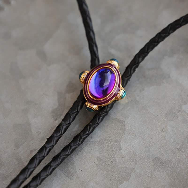 Small Vintage Blue Purple Gemstone Bolo Tie