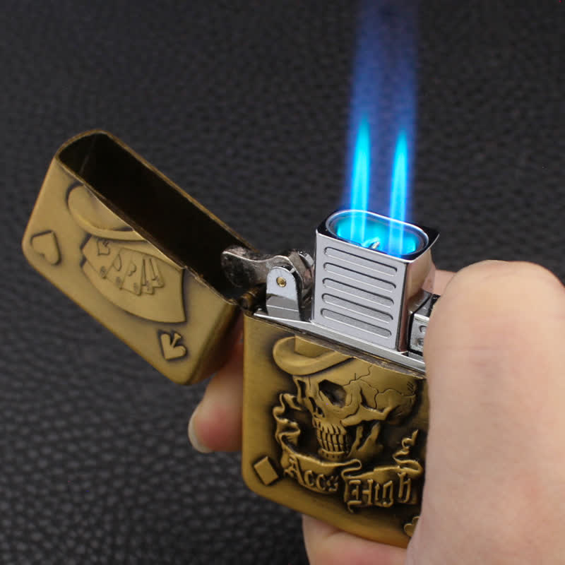 Poker Card Skull & Aces Refillable Butane Lighter