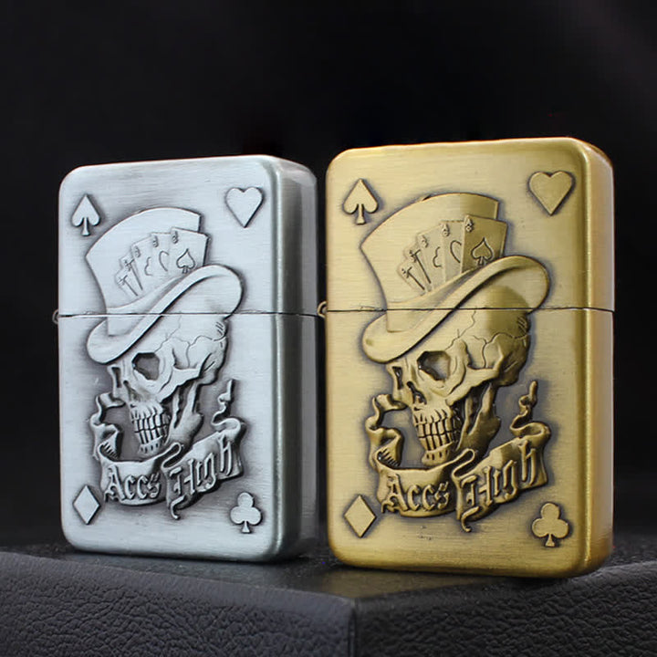 Poker Card Skull & Aces Refillable Butane Lighter