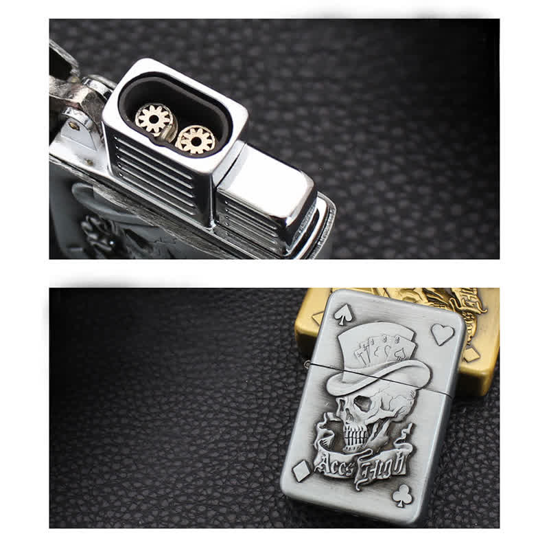 Poker Card Skull & Aces Refillable Butane Lighter