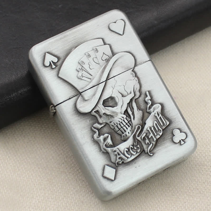 Poker Card Skull & Aces Refillable Butane Lighter