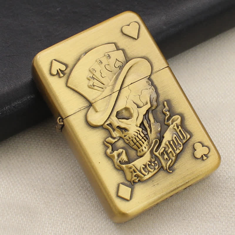 Poker Card Skull & Aces Refillable Butane Lighter