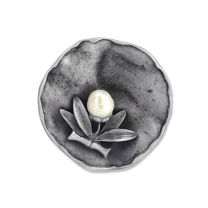 Women's Retro Round Bamboo Pearl Decoration Brooch