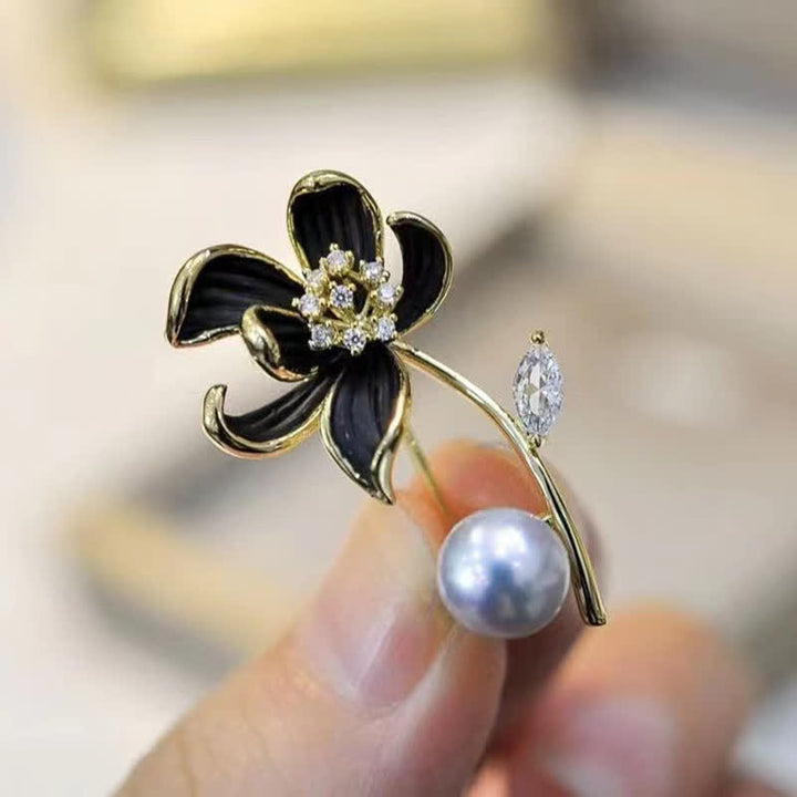 Women's Classic Lotus Flower Faux Pearl Brooch