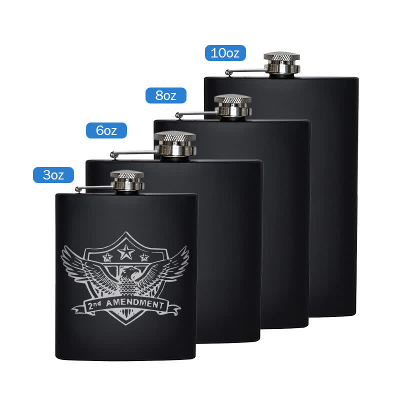 2-10 oz Eagle Laser Pattern Stainless Steel Portable Flask