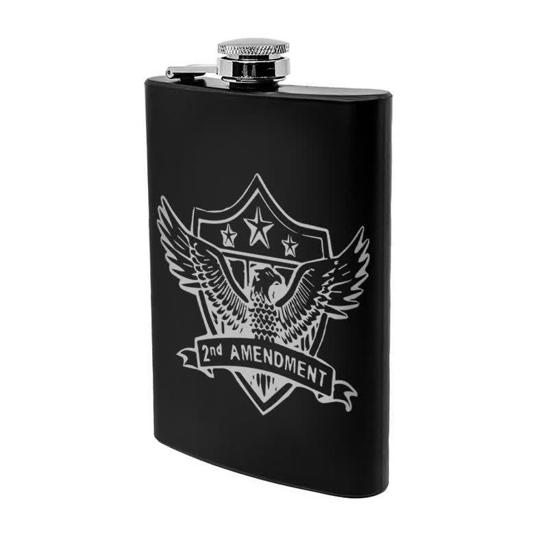 2-10 oz Eagle Laser Pattern Stainless Steel Portable Flask