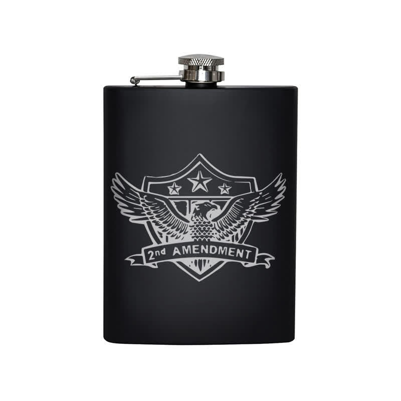 2-10 oz Eagle Laser Pattern Stainless Steel Portable Flask