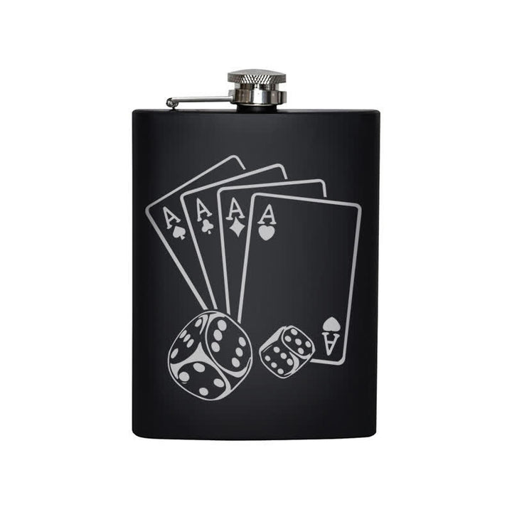 2-10 oz Poker Dice Laser Pattern Stainless Steel Portable Flask