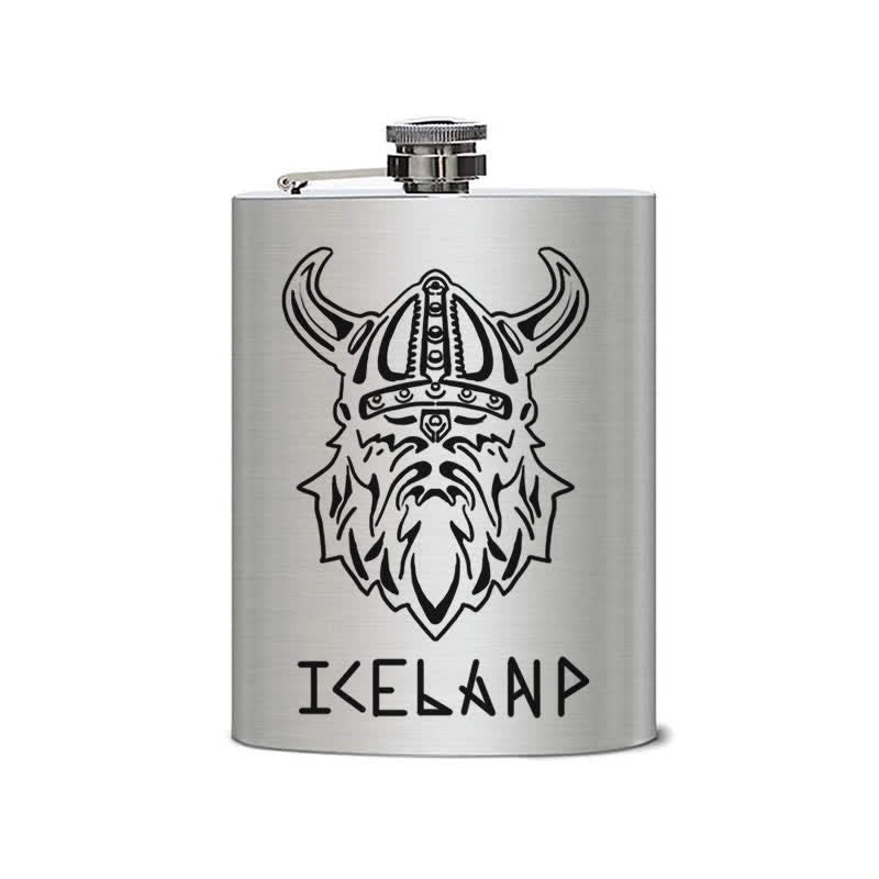 2-10 oz Viking Iceland Laser Pattern Stainless Steel Portable Flask