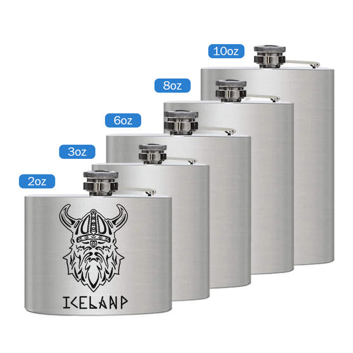 2-10 oz Viking Iceland Laser Pattern Stainless Steel Portable Flask