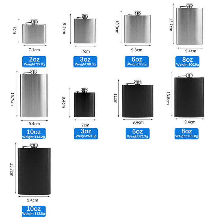 2-10 oz Crossed Pistols Laser Pattern Stainless Steel Portable Flask