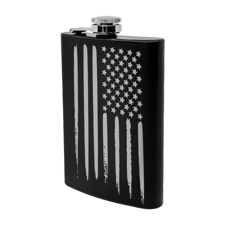 2-10 oz American Flag Laser Pattern Stainless Steel Portable Flask