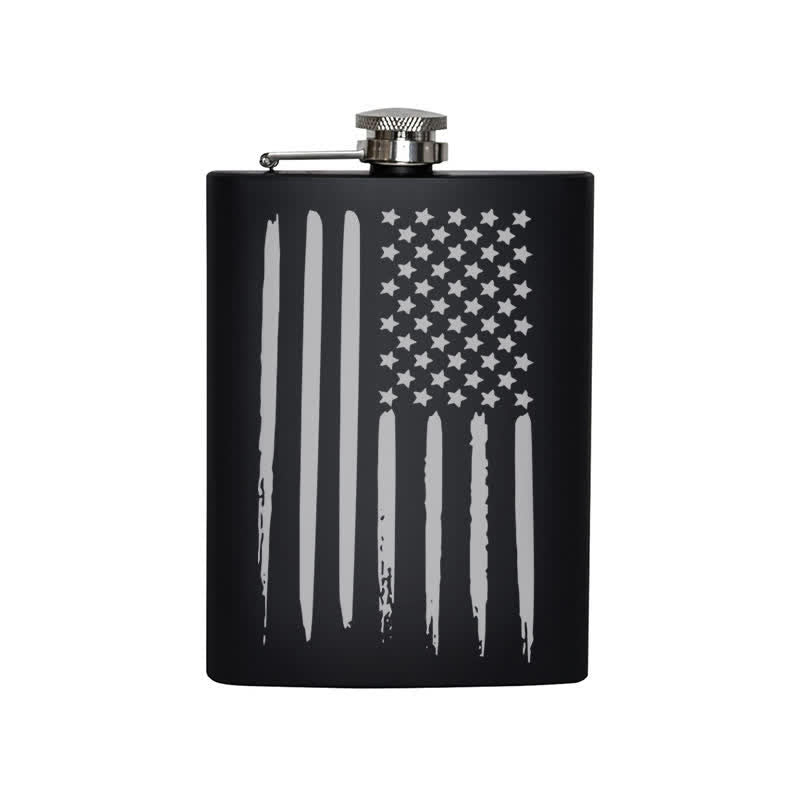 2-10 oz American Flag Laser Pattern Stainless Steel Portable Flask