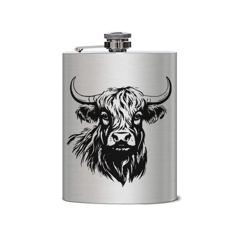 2-10 oz Yak Bull Laser Pattern Stainless Steel Portable Flask