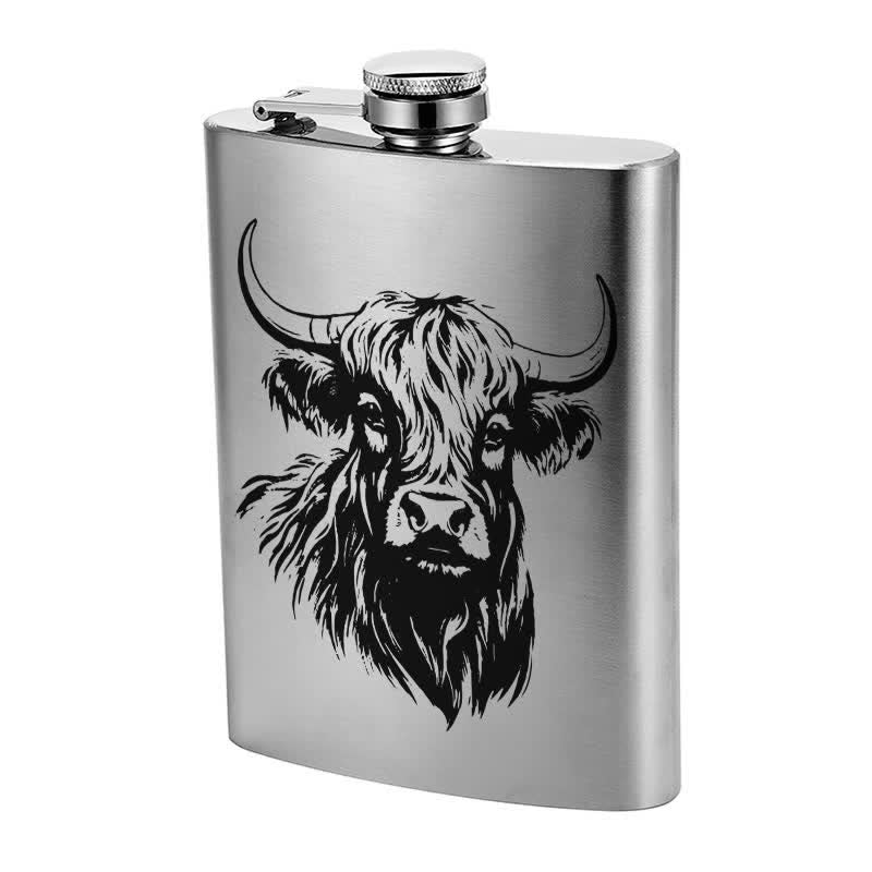 2-10 oz Yak Bull Laser Pattern Stainless Steel Portable Flask