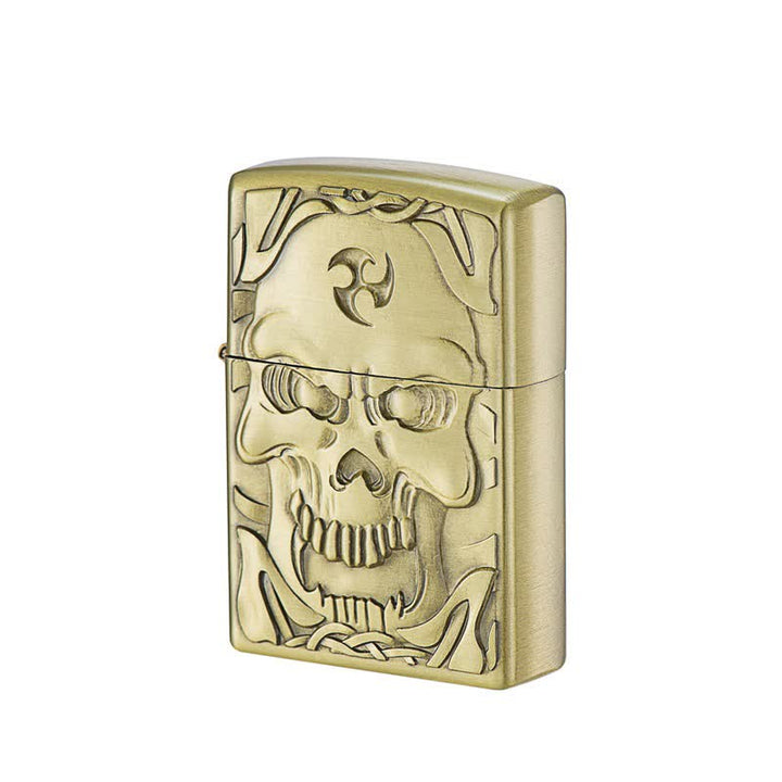 Cool Skull Head Bronze Refillable Kerosene Lighter