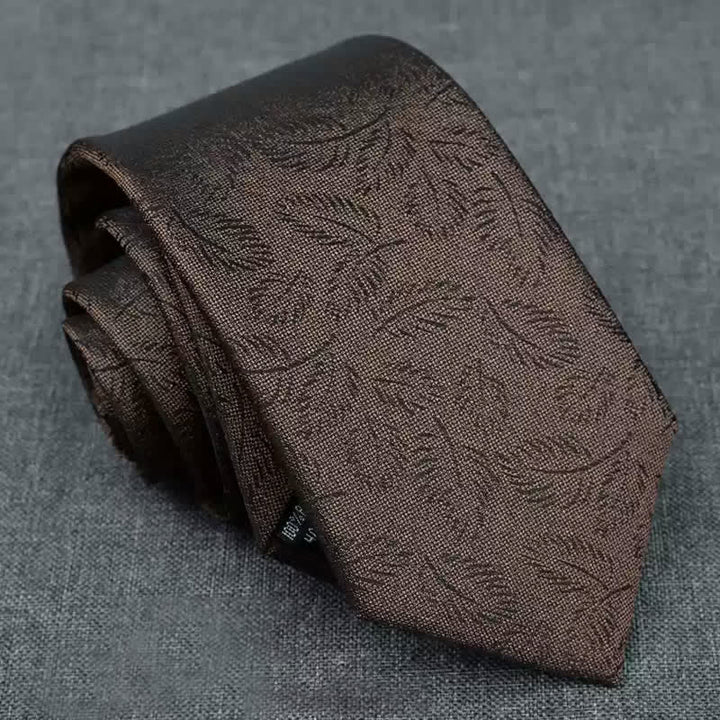 5Pcs Men's Casual Dark Brown Leaves Print Bow Ties Gift Box